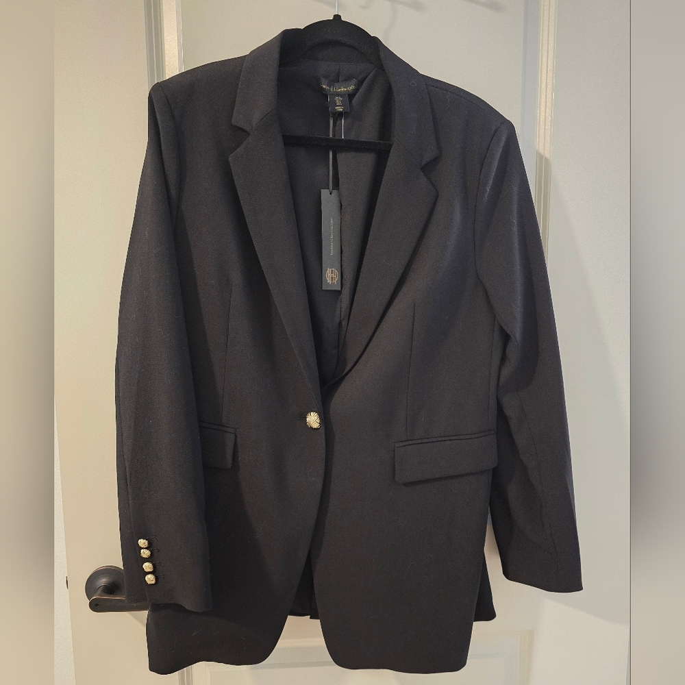 Classic Women's Black Blazer w/ Gold Buttons